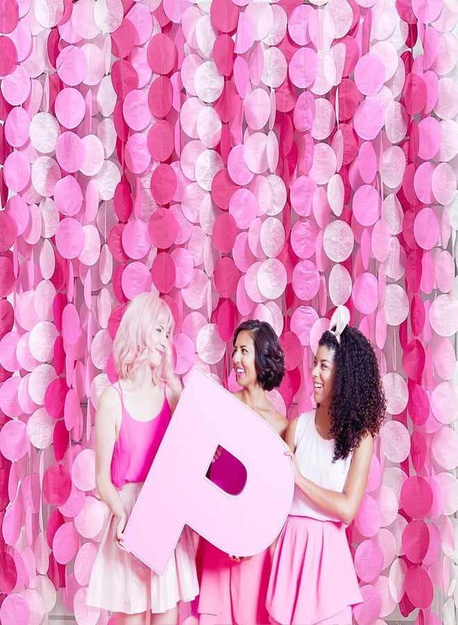 بينك بلوم زينة حفلات باللون الوردي الفاقع بطول 205 قدم، خلفية منقطة كبيرة، شرائط ورقية وردية اللون، ستارة معلقة، زينة لحفلات توديع العزوبية، أعياد الميلاد، حفلات الزفاف، وحفلات الخطوبة - Image 4